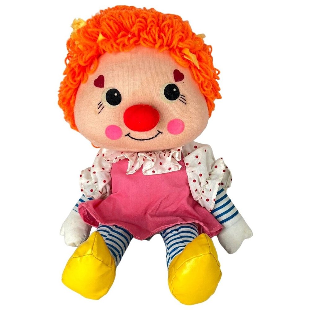 1981 Vintage Dakin Dream Doll Plush Clown Around Doll Orange Yarn Hair 12 IN Toy